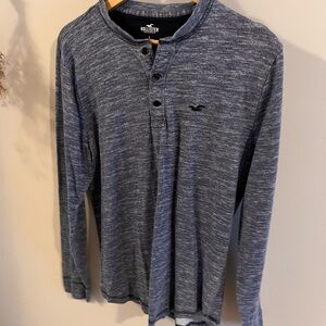 Hollister Men's Heathered Gray Long Sleeve Henley